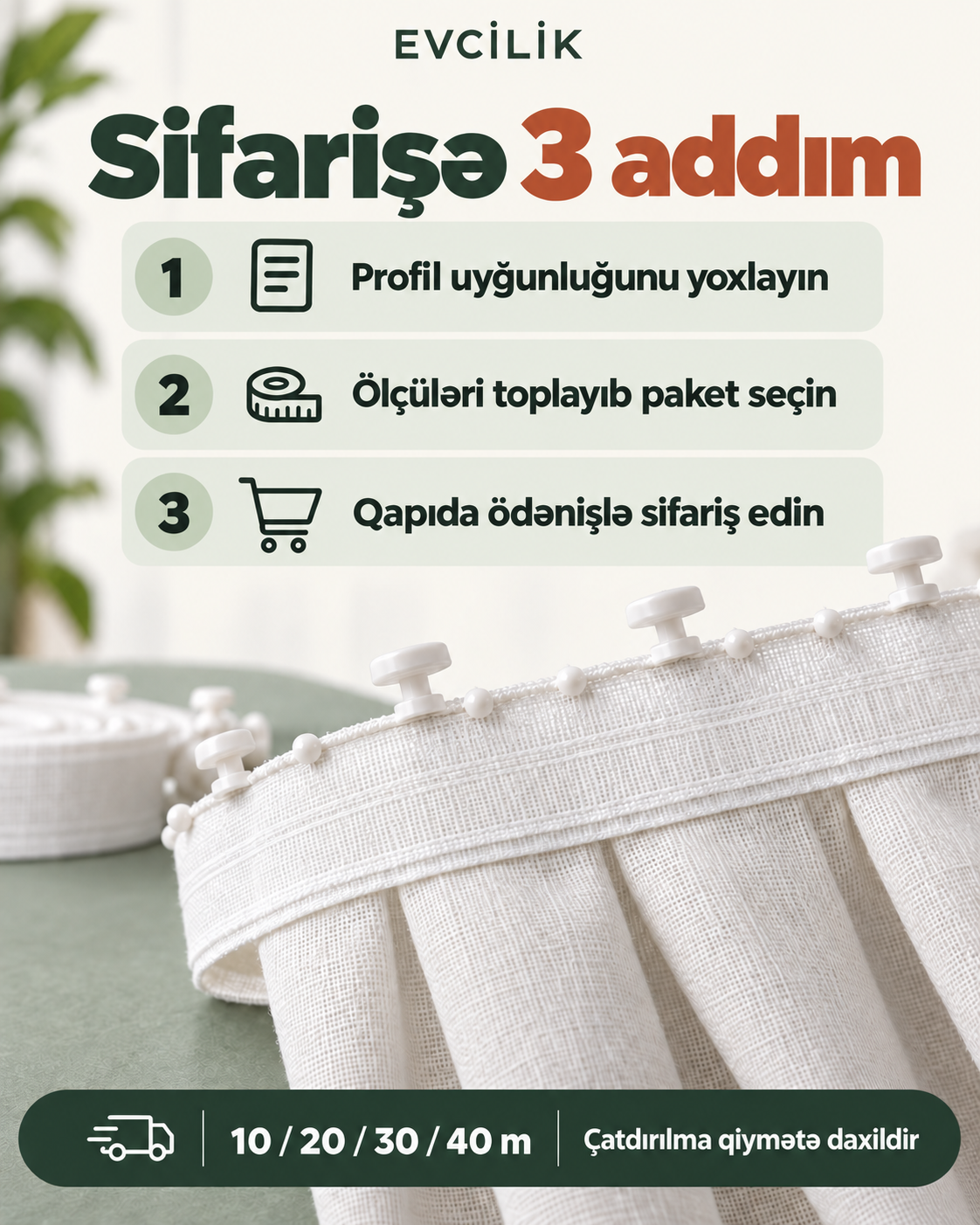 Pərdə lenti və giriş soketi